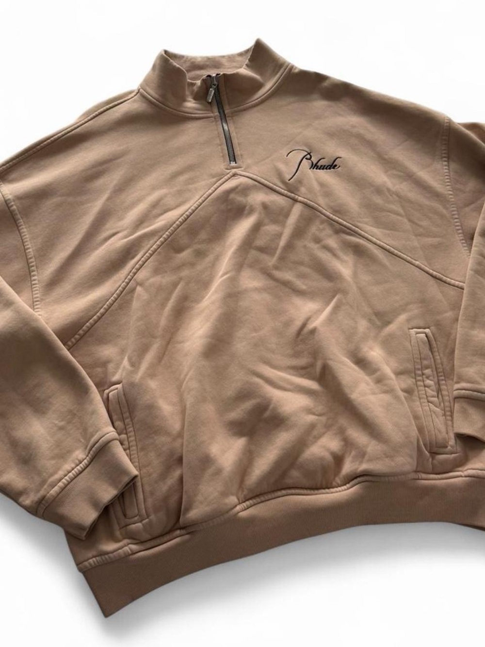 Rhude Men's Zip-Up Sweatshirt in Taupe